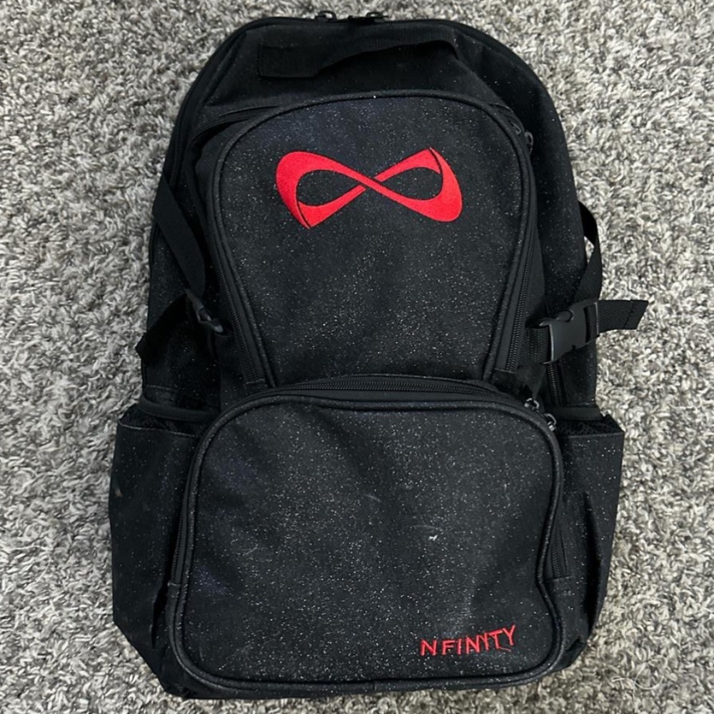 Sparkly Black Nfinity Backpack  #cheerleader